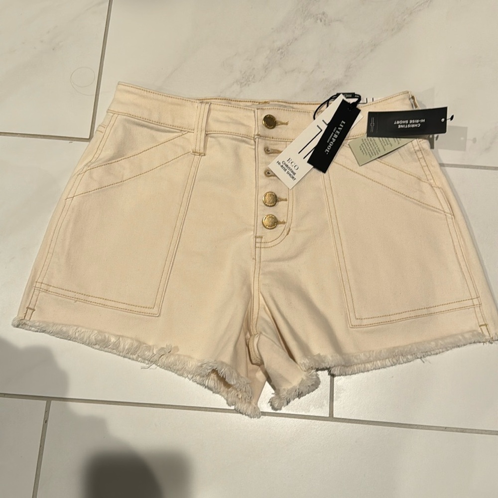 Liverpool Cream Jean Shorts for Women